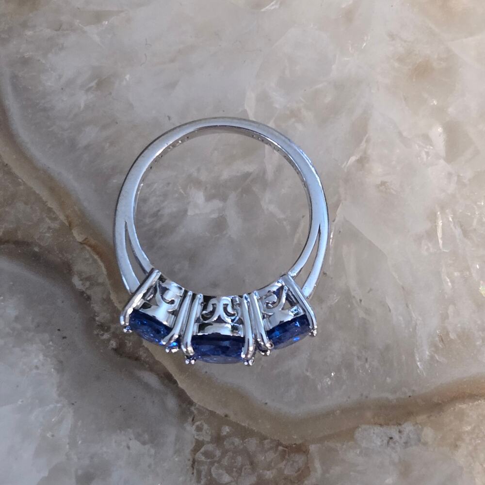 Vintage BBJ Bangkok Sterling Silver Blue Sapphire Statement Ring - Picture 6 of 16